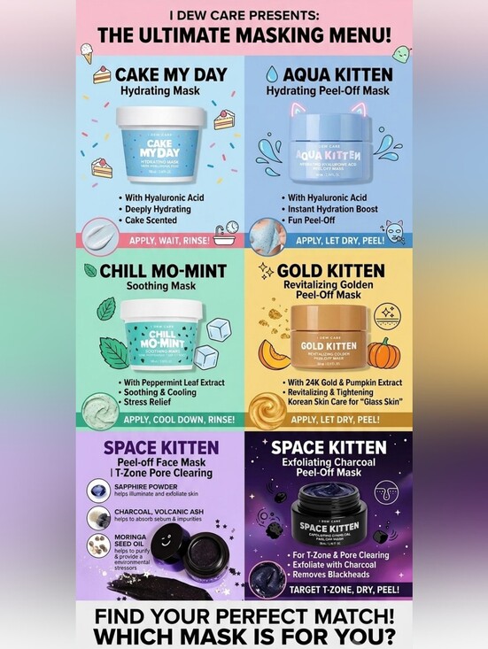 I Dew Care Other - I Dew Care Soothing, Hydrating Revitalizing, Exfoliating Masks - Pick 1, NIB